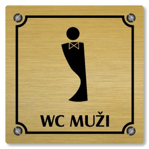 WC muži, 80x80mm, zlatá, Kansas